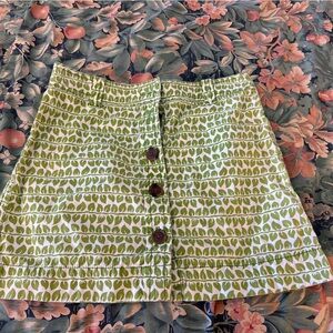 Leaf Patterned Green mini Skirt J Crew size 2